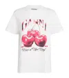 Ganni Organic Cotton Cherry T-shirt In White