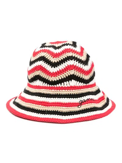 GANNI ORGANIC COTTON CROCHET BUCKET HAT