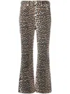 Ganni Organic Cotton Cropped Jeans In Animal Print