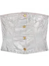 Ganni Women Organic Cotton Denim Corset In Silver