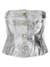 Ganni Woman Top Silver Size 6 Organic Cotton In White