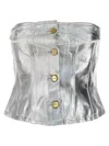 Ganni Woman Top Silver Size 6 Organic Cotton In White