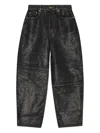 Ganni Shimmery Foil Stary Jeans In Black