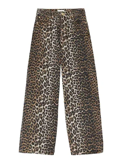 Ganni Organic Cotton Denim Jeans In Multi