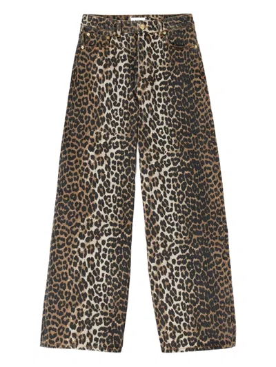 Ganni Organic Cotton Denim Jeans In Multi