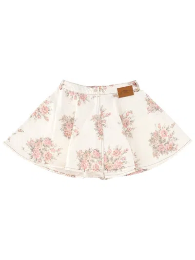 Ganni Organic Cotton Denim Miniskirt In White