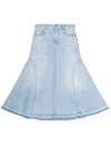 Ganni Long Denim Skirt With Light Blue Embroidered Logo