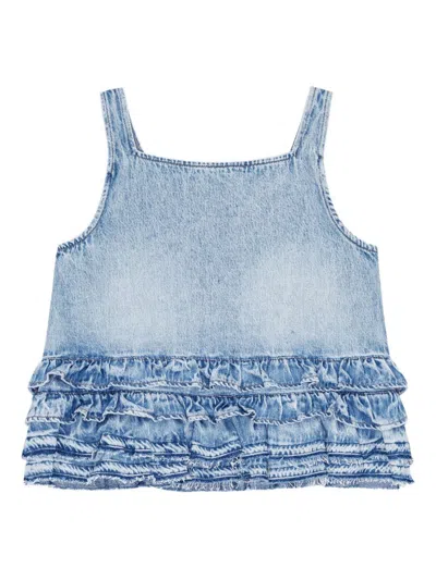 Ganni Organic Cotton Denim Top In Blue