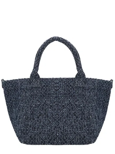 Ganni Organic Cotton Denim Tote Bag In Blue