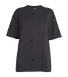 Ganni Crewneck Embroidered Phantom Heavy Short Sleeves Top In Black