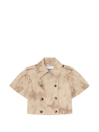 Ganni Organic Cotton Jacket In Neutral