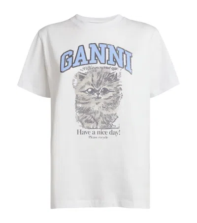 GANNI ORGANIC COTTON KITTY T-SHIRT