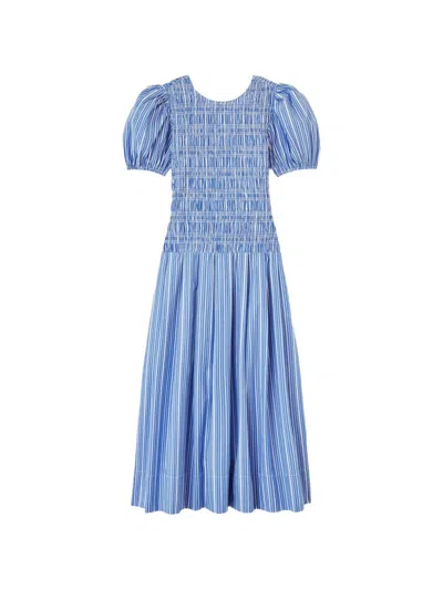 Ganni Organic Cotton Midi Dress In Multi