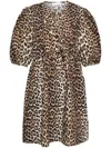 Ganni Printed Tie String Poplin Mini Dress