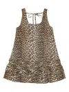 Ganni Brown Leopard Cotton Poplin Mini Dress