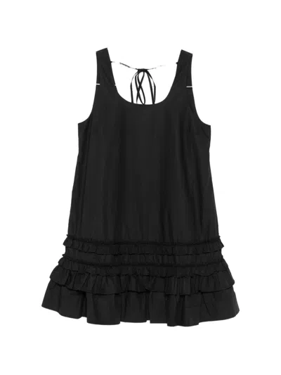 Ganni Organic Cotton Mini Dress In Black