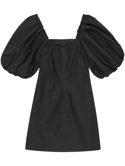 Ganni Organic Cotton Mini Dress In Black