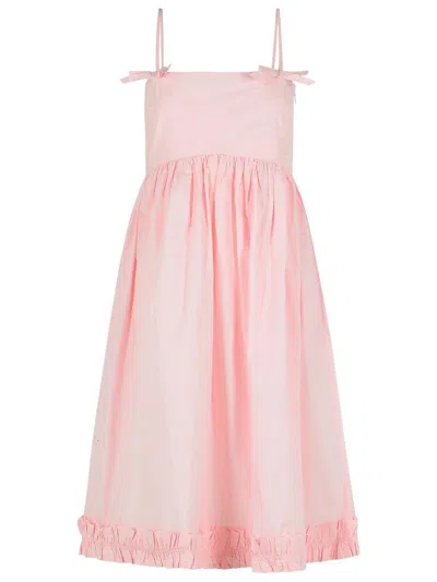 Ganni Organic Cotton Mini Dress In Pink