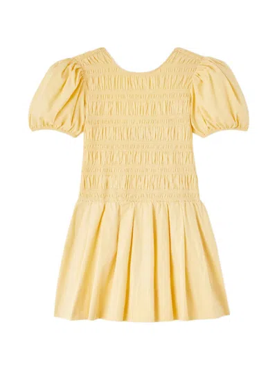 Ganni Organic Cotton Mini Dress In Yellow