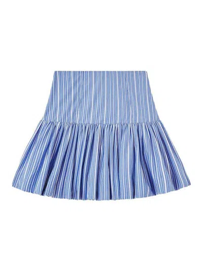 Ganni Organic Cotton Mini Skirt In Blue