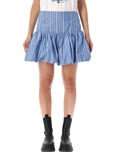 Ganni Organic Cotton Mini Skirt In Light Navy