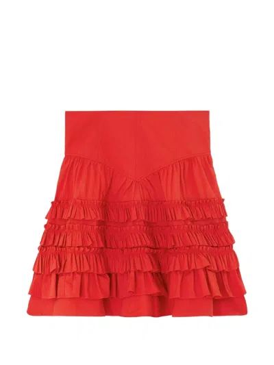 Ganni Organic Cotton Mini Skirt In Red