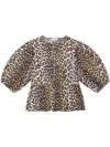 Ganni Leopard Print Cotton Blouse