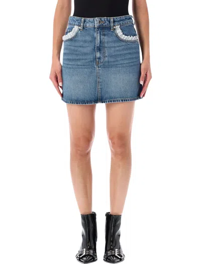 Ganni Organic Cotton Recycled Cotton Mini Skirt In Blue