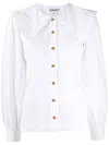 Ganni Tie String Button-up Shirt In White