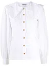 Ganni Tie String Button-up Shirt In White