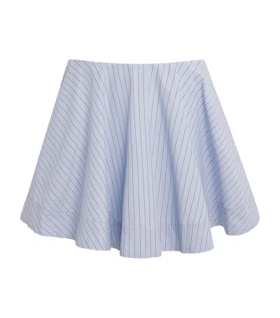 Ganni Organic Cotton Stripe Mini Skirt In Blue