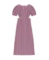 Ganni Cutout Striped Cotton-poplin Maxi Dress In Pink