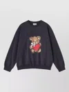 Ganni Bear Graphic Sweatshirt With Rhinestones In Black