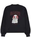 Ganni Organic Cotton Crew Neck Graphic Sweater In Multi