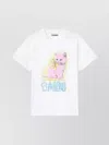 Ganni Organic Cotton T-shirt Featuring Kitty Graphic In White