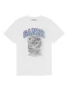 Ganni Womens Bright White Kitty Margot Graphic-print Cotton-jersey T-shirt Xs In White