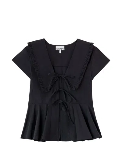 Ganni Organic Cotton Top In Black
