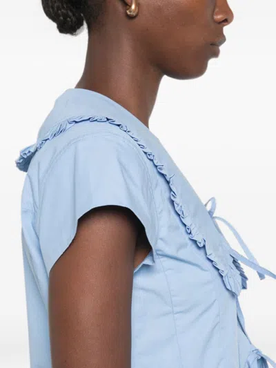 Ganni Organic Cotton Top In Blue