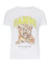 Ganni Organic Cotton T-shirt With Front Print In White