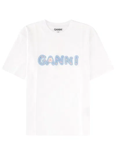 Ganni Organic Cotton T-shirt - Women's Ss26 In White