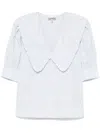 Ganni Blouse With Exaggerated Collar And Ruffle