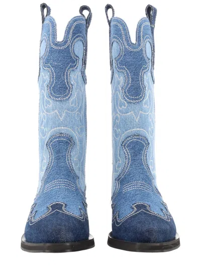 Ganni Organic Cotton Women's Boots - Ss26 Collection In Blue