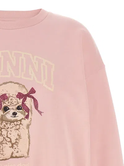 Ganni Organic Cotton Women's Sweatshirt In Pink