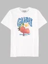 Ganni Womens Bright White Jersey Strawberry Printed Round-neck Cotton-jersey T-shirt In White