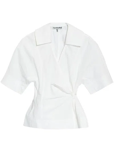 GANNI GANNI ORGANIC COTTON WRAPPED BLOUSE
