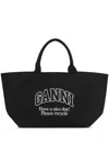 Ganni Organic Cotton Xxl Tote Bag In Black