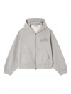 Ganni Cotton Zip-up Hoodie Featuring Pockets In Gray