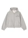 Ganni Cotton Zip-up Hoodie Featuring Pockets In Gray