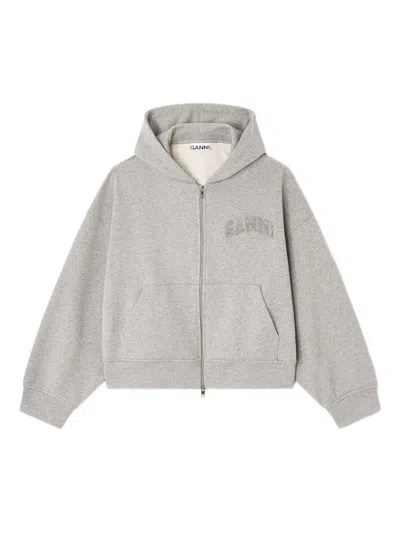 GANNI GANNI ORGANIC COTTON ZIPPED HOODIE