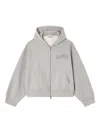 Ganni Cotton Zip-up Hoodie Featuring Pockets In Gray
